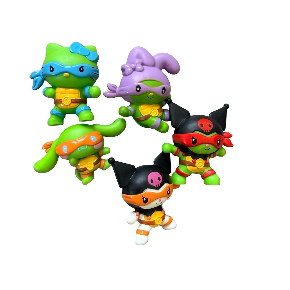 Sanrio TMNT Figures Hello Kitty Kuromi Ninja Turtles Set Kids
